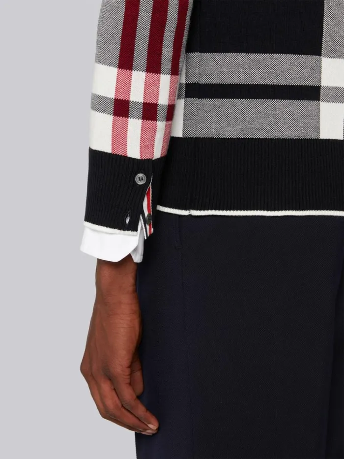Multicolor Hairline Madras Cotton 4bar Kite Icon Crew Neck Pullover Rwbwht Men Thom Browne Knitwear