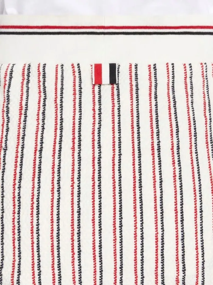 Multicolor Textured Stripe Cotton Tweed Button Placket Knee Length Skirt Rwbwht Women Thom Browne Skirts
