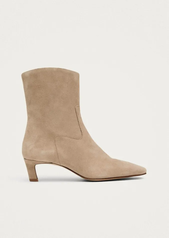 Nash Suede Beige Leather Ankle Boots Women ALOHAS Boots