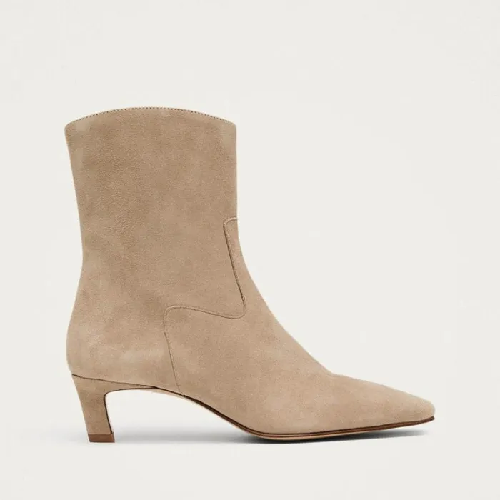 Nash Suede Beige Leather Ankle Boots Women ALOHAS Boots