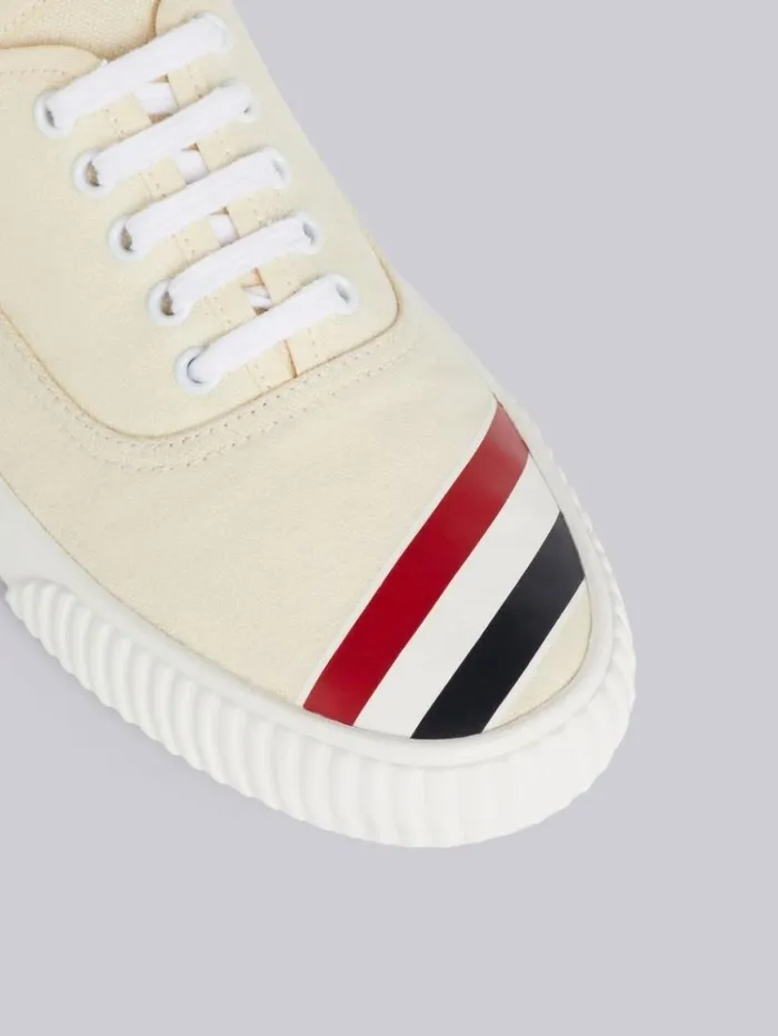 Natural Cotton Canvas Diagonal Stripe Heritage Sneaker Off White Men Thom Browne Sneakers Natural Cotton Canvas Diagonal Stripe Heritage Sneaker Off White Men Thom Browne Sneakers