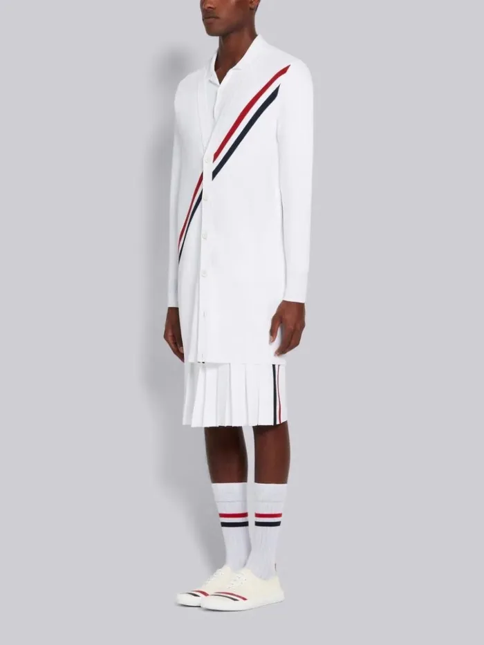 Natural Cotton Canvas Diagonal Stripe Heritage Sneaker Off White Men Thom Browne Sneakers Natural Cotton Canvas Diagonal Stripe Heritage Sneaker Off White Men Thom Browne Sneakers