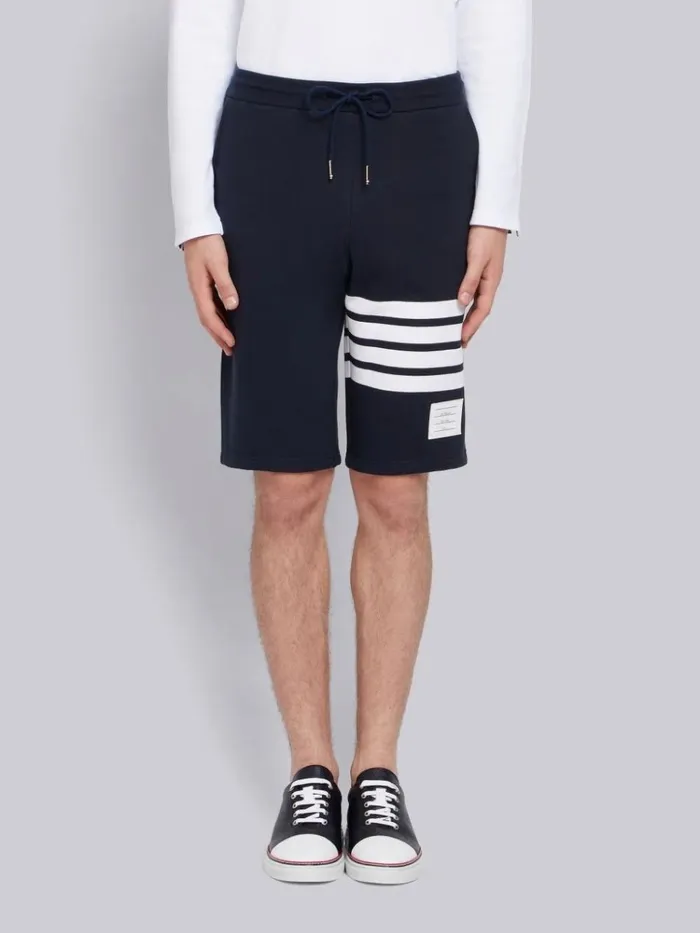 Navy Cotton Loopback Knit Engineered 4bar Sweat Shorts Blue Men Thom Browne Sweats Navy Cotton Loopback Knit Engineered 4bar Sweat Shorts Blue Men Thom Browne Sweats