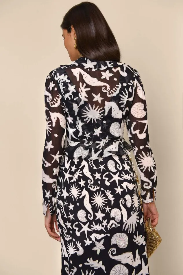 Neelu Sequin Ocean Black Women RIXO Tops Neelu Sequin Ocean Black Women RIXO Tops
