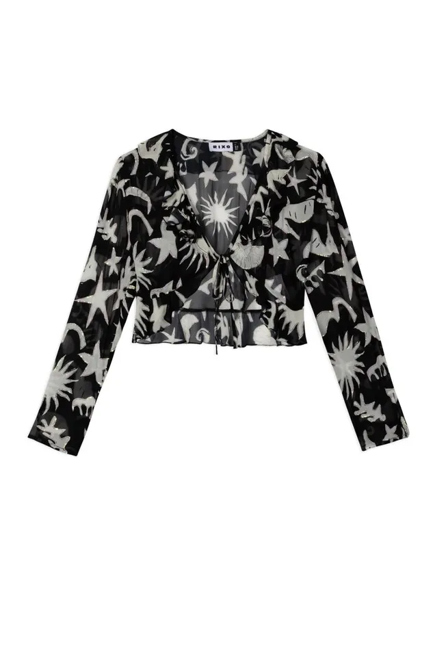 Neelu Sequin Ocean Black Women RIXO Tops Neelu Sequin Ocean Black Women RIXO Tops