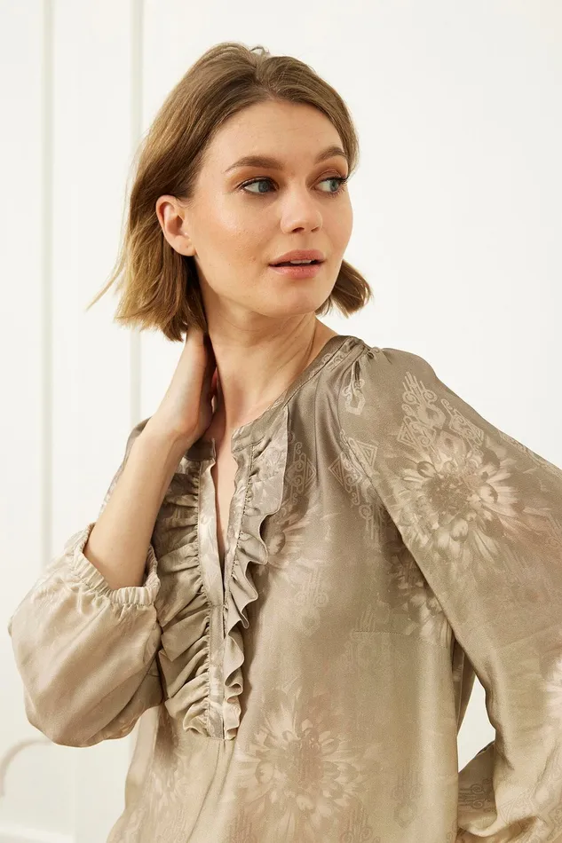 NELLY BLOUSE 16065 804 Mocca 804 Women IN FRONT BLOUSES SHIRTS