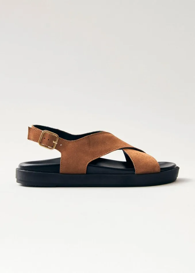 Nico Suede Brown Leather Sandals Women ALOHAS Sandals