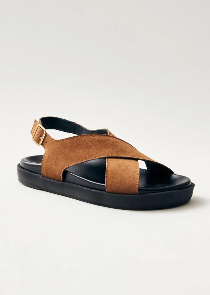 Nico Suede Brown Leather Sandals Women ALOHAS Sandals