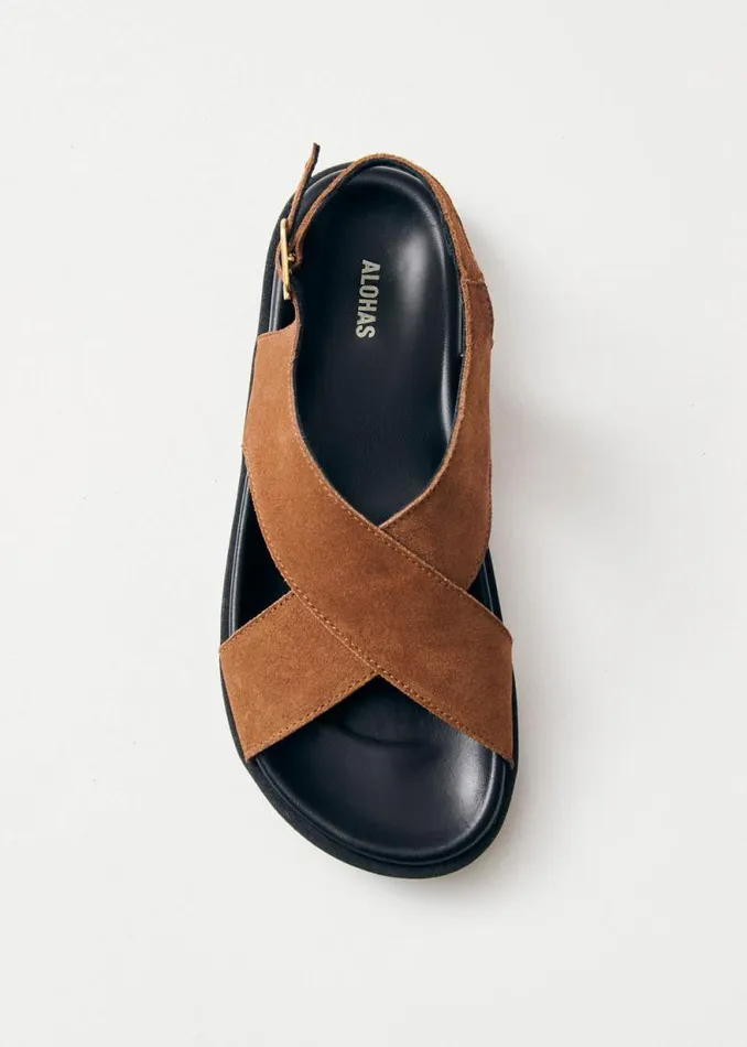 Nico Suede Brown Leather Sandals Women ALOHAS Sandals