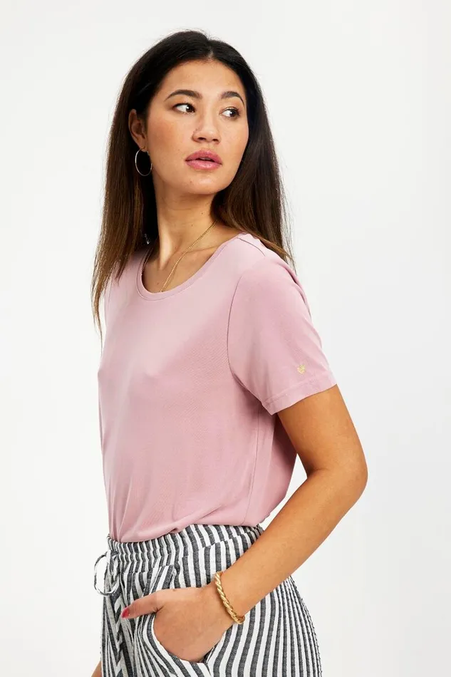 NINA TSHIRT 14312 210 Dusty Rose 210 Women IN FRONT TOPS TSHIRTS