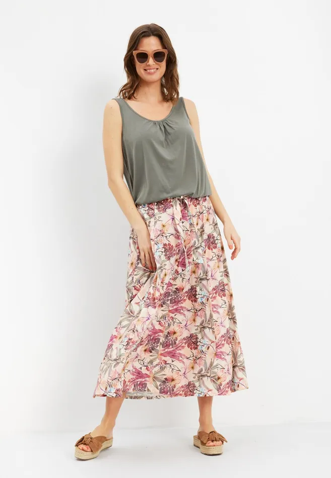 NINA TOP 14982 660 Khaki Green 660 Women IN FRONT TOPS TSHIRTS