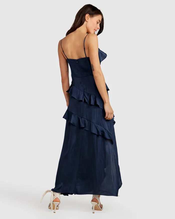 Ocean Eyes Tiered Maxi Dress 8211 Navy Women Dresses Belle and Bloom
