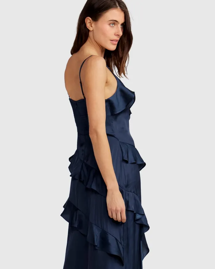 Ocean Eyes Tiered Maxi Dress 8211 Navy Women Dresses Belle and Bloom