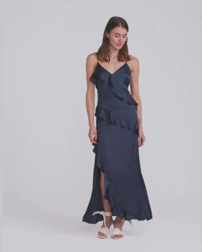Ocean Eyes Tiered Maxi Dress 8211 Navy Women Dresses Belle and Bloom