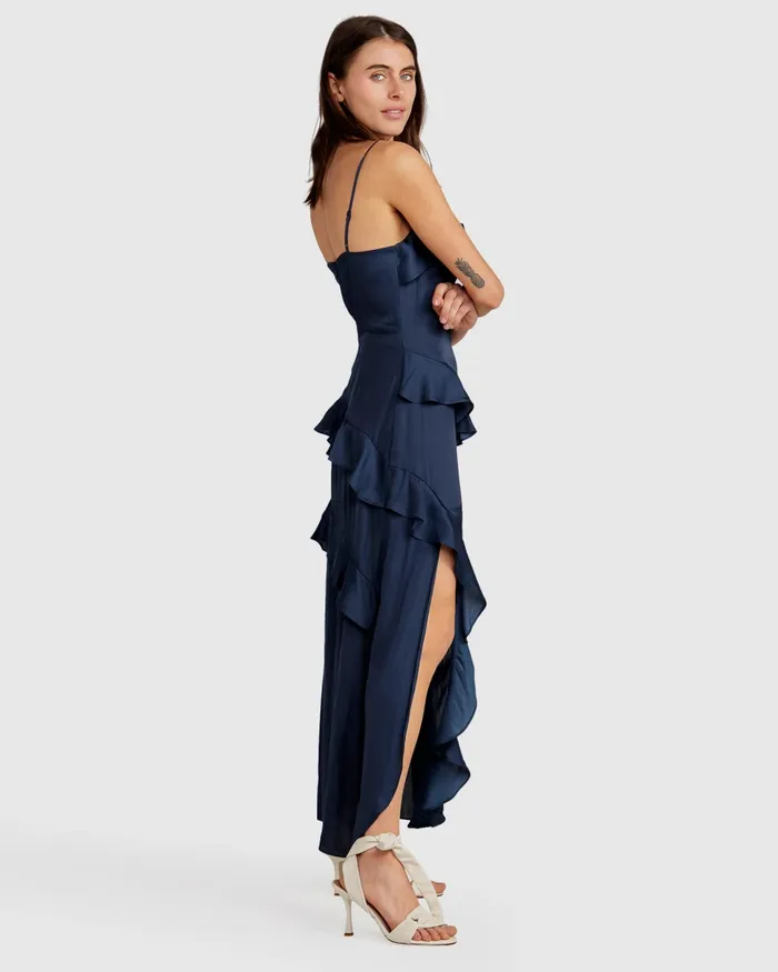 Ocean Eyes Tiered Maxi Dress 8211 Navy Women Dresses Belle and Bloom
