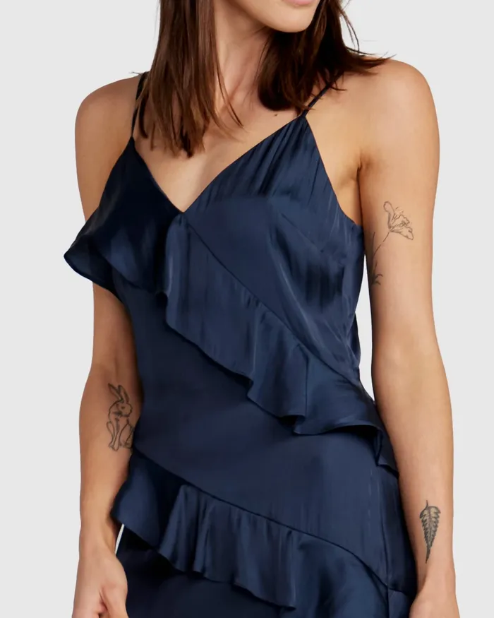 Ocean Eyes Tiered Maxi Dress 8211 Navy Women Dresses Belle and Bloom