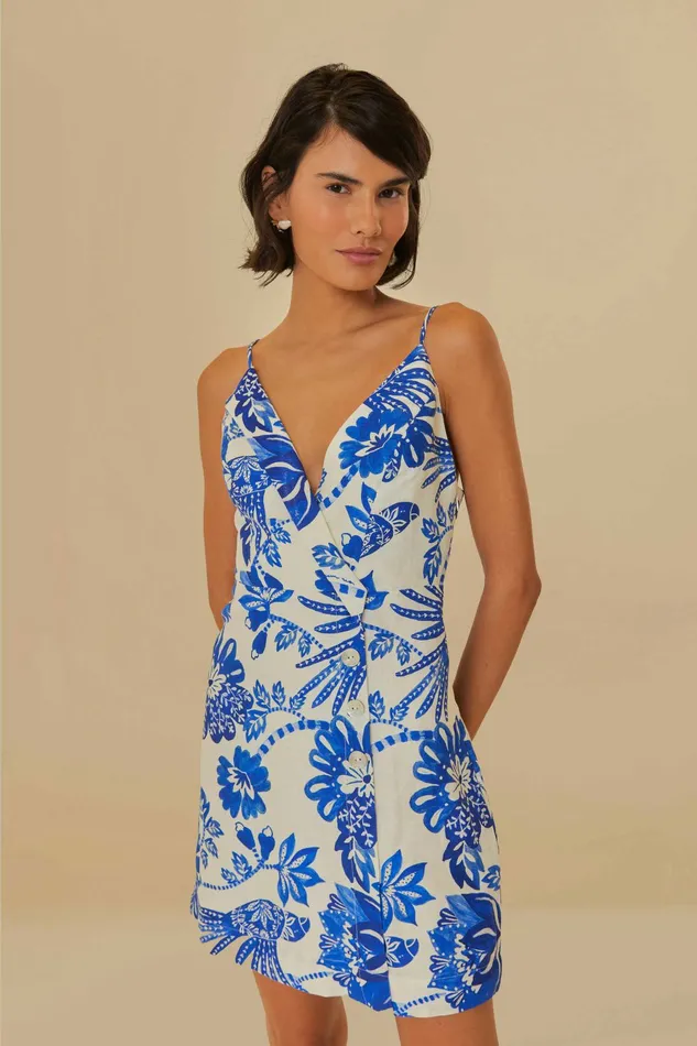 OffWhite Floral Birds Euroflax Mini Dress Women FARM Rio Mini Dresses