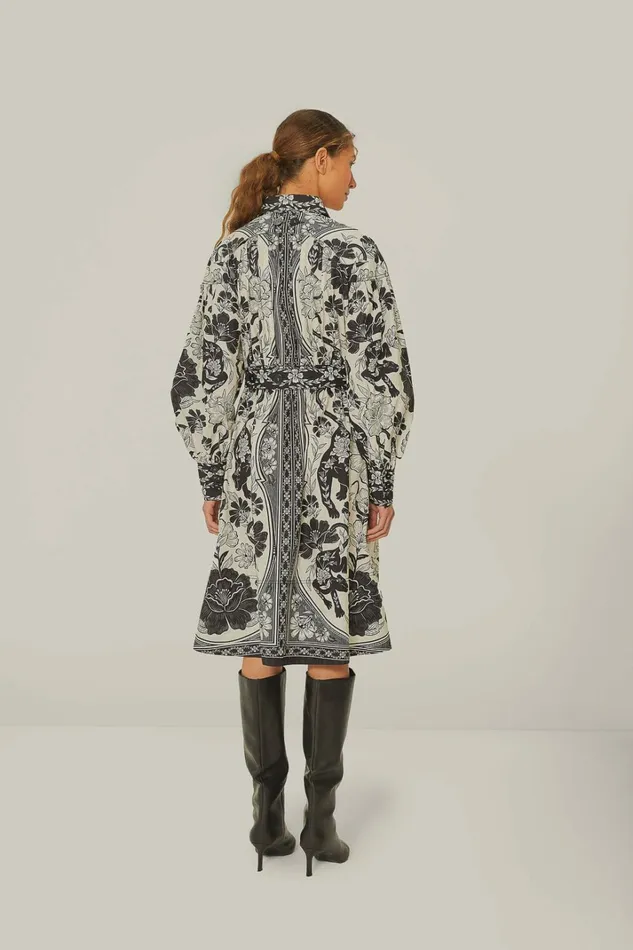 OffWhite Flower Leopards Collared Midi Dress Women FARM Rio Midi Dresses OffWhite Flower Leopards Collared Midi Dress Women FARM Rio Midi Dresses