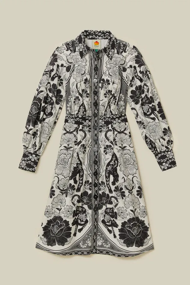 OffWhite Flower Leopards Collared Midi Dress Women FARM Rio Midi Dresses OffWhite Flower Leopards Collared Midi Dress Women FARM Rio Midi Dresses