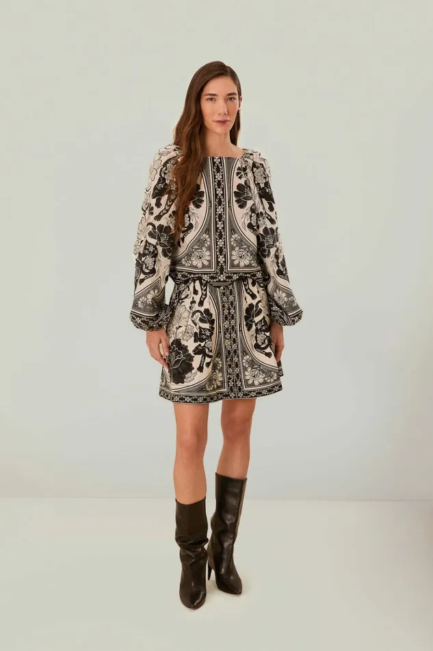 OffWhite Flower Leopards Mini Skirt Women FARM Rio Skirts
