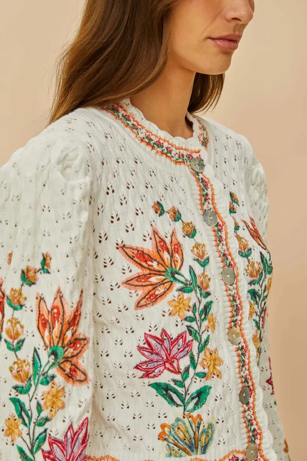 OffWhite Garden Delight Knit Cardigan Women FARM Rio Cardigans OffWhite Garden Delight Knit Cardigan Women FARM Rio Cardigans