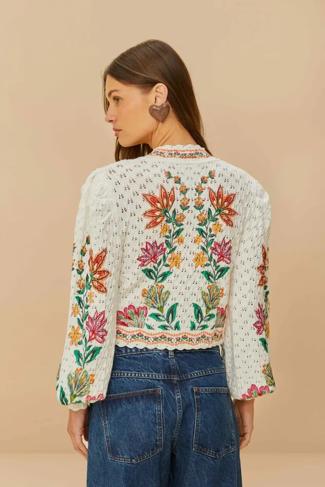 OffWhite Garden Delight Knit Cardigan Women FARM Rio Cardigans OffWhite Garden Delight Knit Cardigan Women FARM Rio Cardigans