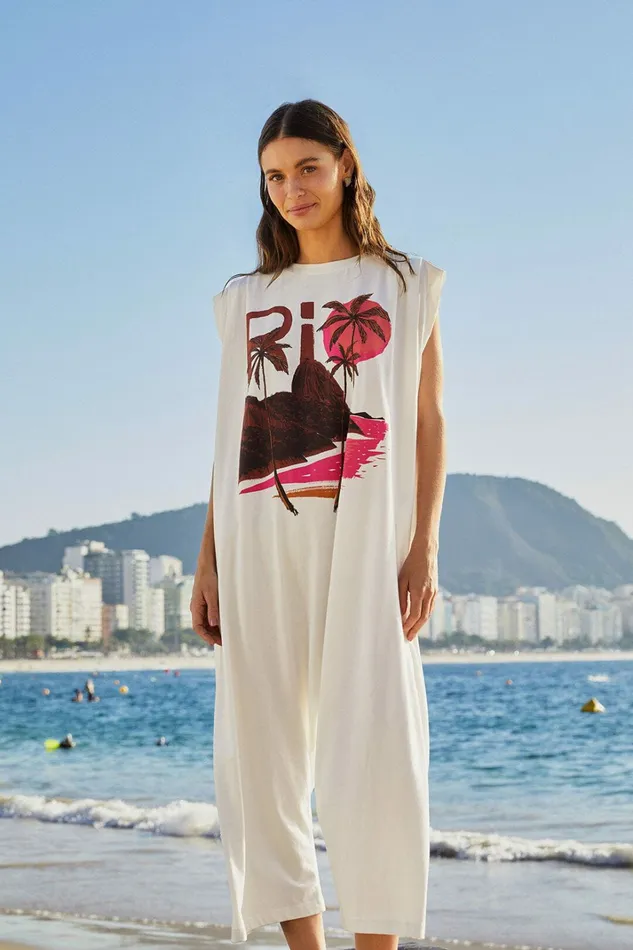 OffWhite Rio Sleeveless Organic Cotton Jumpsuit Women FARM Rio Jumpsuits OffWhite Rio Sleeveless Organic Cotton Jumpsuit Women FARM Rio Jumpsuits