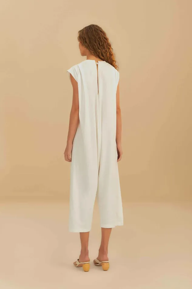 OffWhite Rio Sleeveless Organic Cotton Jumpsuit Women FARM Rio Jumpsuits OffWhite Rio Sleeveless Organic Cotton Jumpsuit Women FARM Rio Jumpsuits