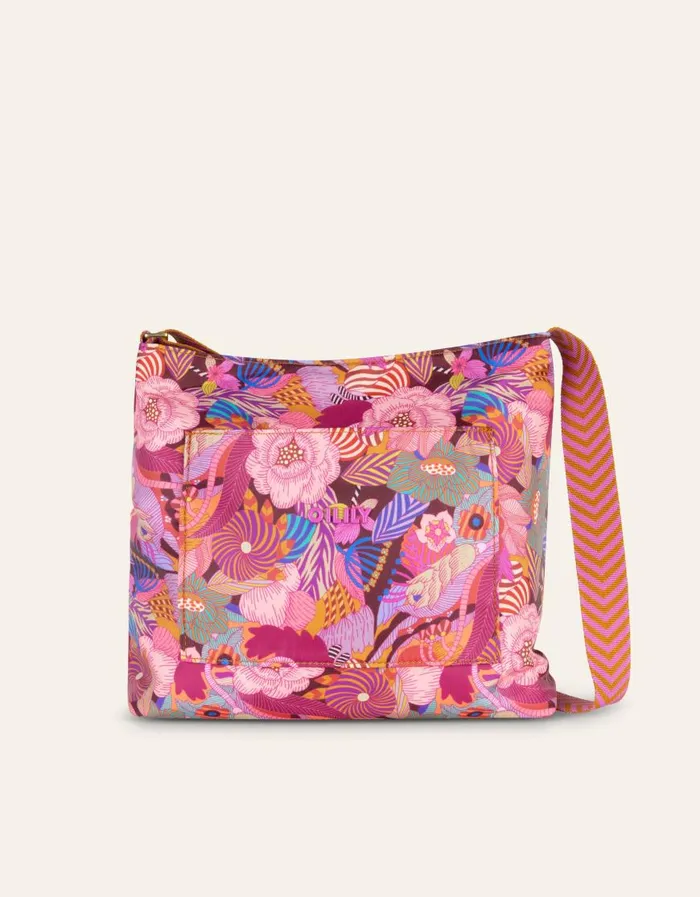 Oilily Shoulder Bags Bags Rosel Reversible Shoulder Bag Striped Flowersdecadent Chocolate
