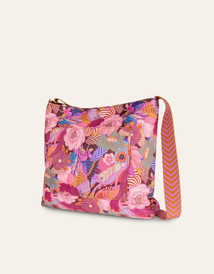 Oilily Shoulder Bags Bags Rosel Reversible Shoulder Bag Striped Flowersdecadent Chocolate