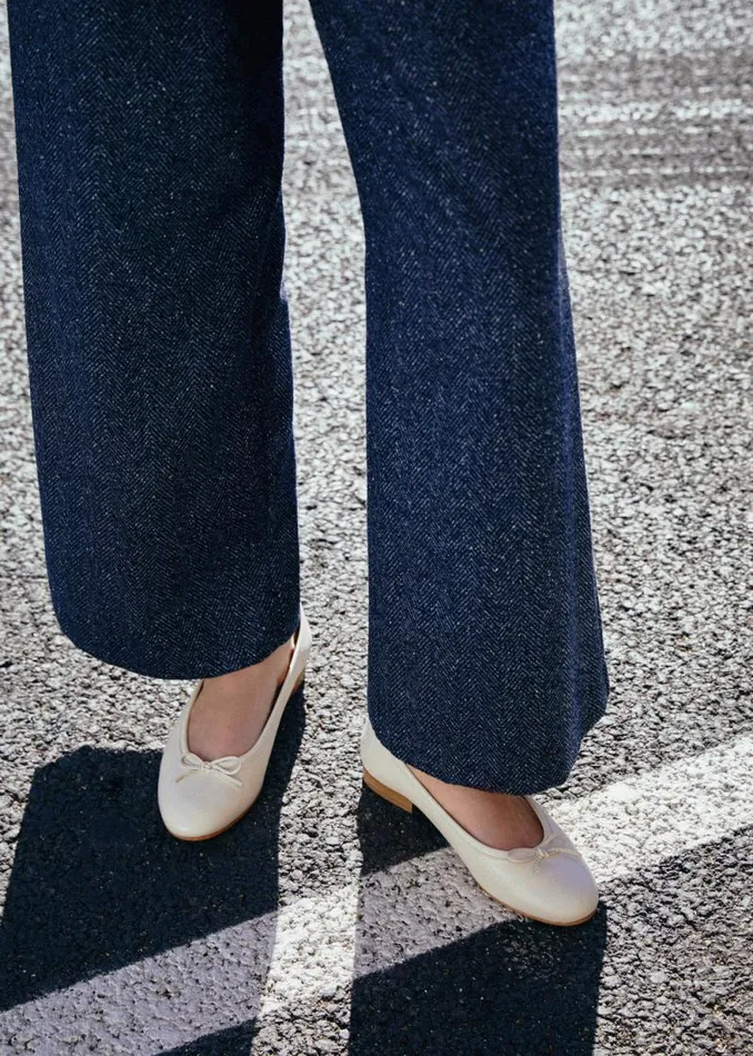 Oriana Cream Leather Ballet Flats Women ALOHAS Ballet Flats