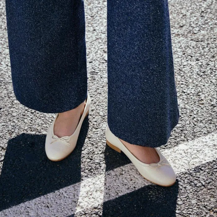 Oriana Cream Leather Ballet Flats Women ALOHAS Ballet Flats