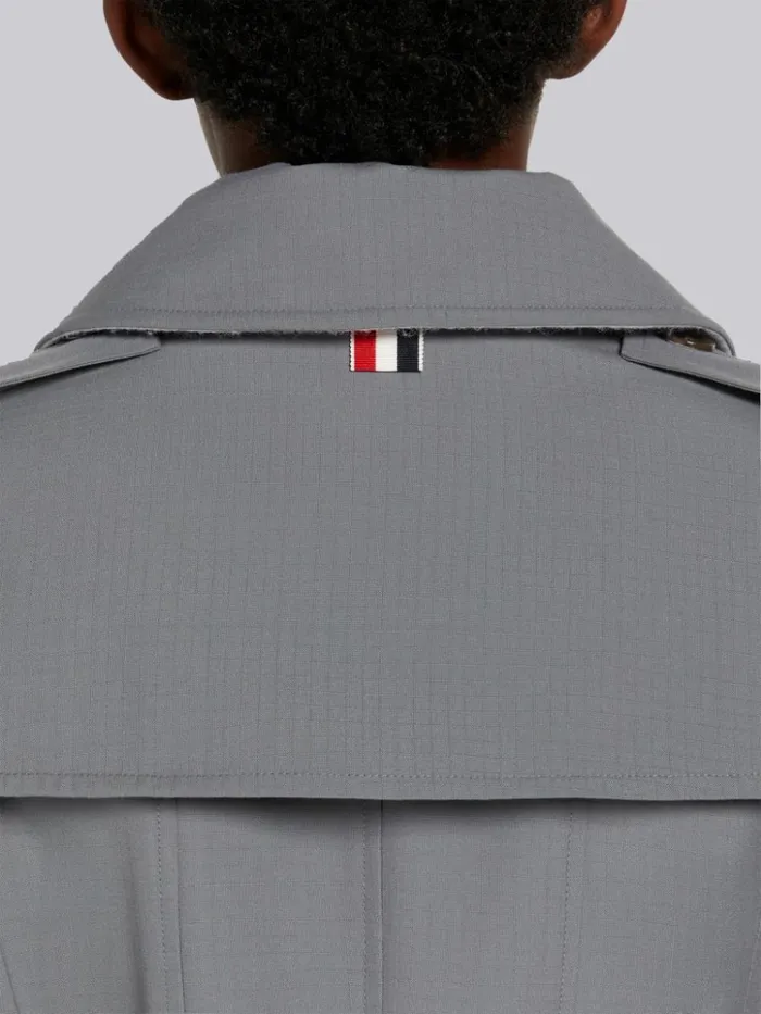 Oxford And Ripstop School Uniform 4bar Dropped Back Pleated Trench Medium Grey Women Thom Browne Outerwear