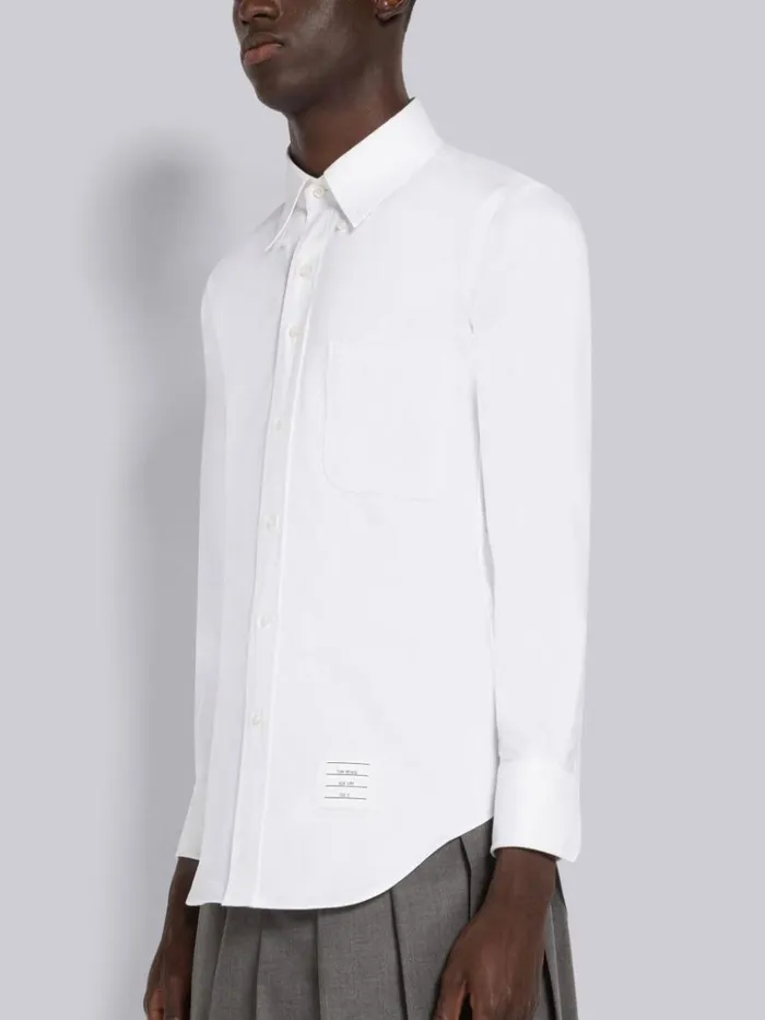 Oxford Longsleeve Shirt White Men Thom Browne Shirting Oxford Longsleeve Shirt White Men Thom Browne Shirting