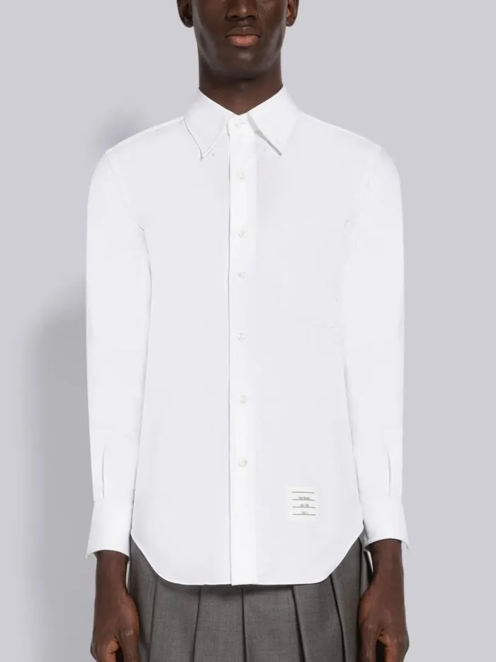 Oxford Longsleeve Shirt White Men Thom Browne Shirting Oxford Longsleeve Shirt White Men Thom Browne Shirting