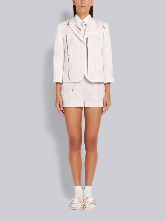Oxford Mrs Thom Half Drop Round Collar Classic Short Sleeve Shirt White Women Thom Browne Tops and Shirts