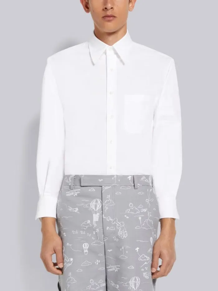 Oxford Satin Weave 4bar Oversized Shirt White Men Thom Browne Shirting