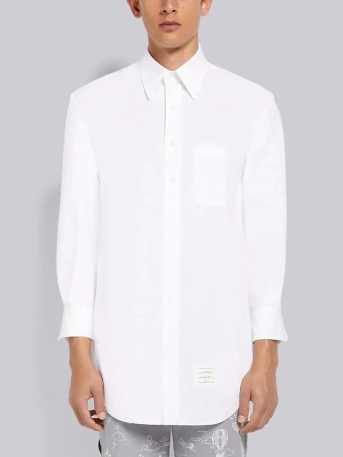 Oxford Satin Weave 4bar Oversized Shirt White Men Thom Browne Shirting