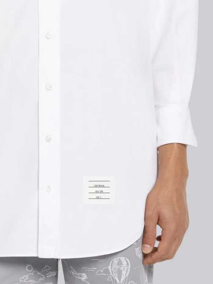 Oxford Satin Weave 4bar Oversized Shirt White Men Thom Browne Shirting