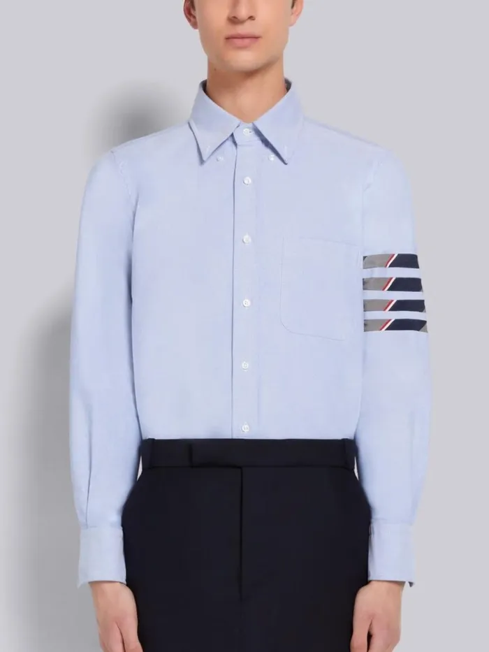 Oxford Seamed 4bar Straight Fit Shirt Light Blue Men Thom Browne Shirting