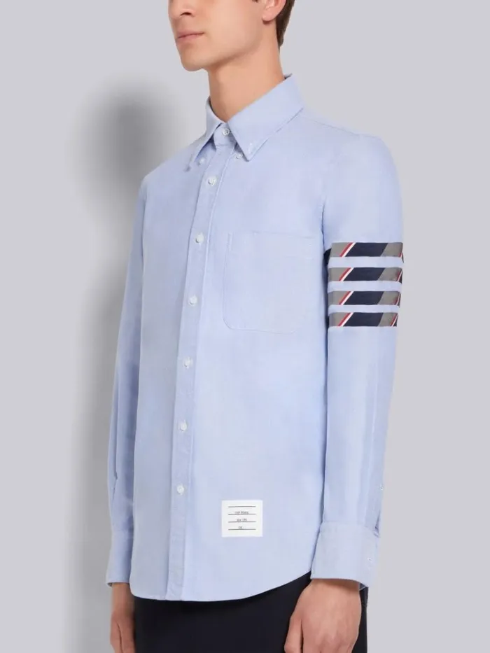 Oxford Seamed 4bar Straight Fit Shirt Light Blue Men Thom Browne Shirting