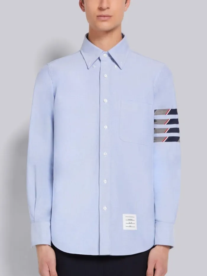 Oxford Seamed 4bar Straight Fit Shirt Light Blue Men Thom Browne Shirting
