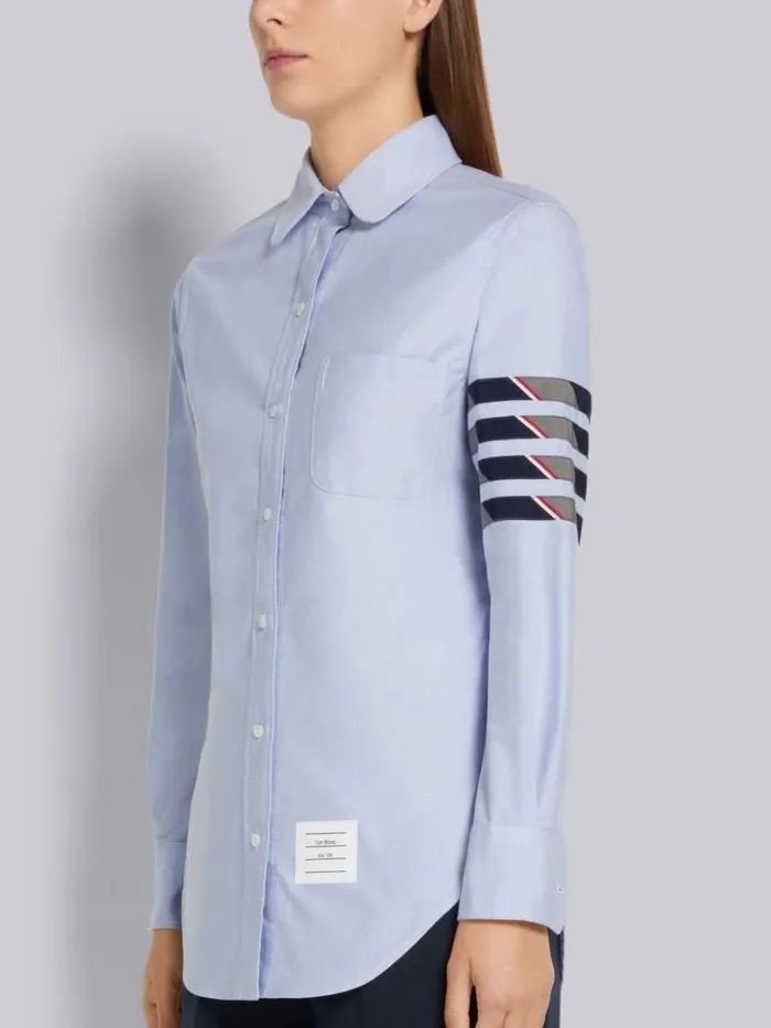 Oxford Silk Mogador 4bar Classic Round Collar Shirt Light Blue Women Thom Browne Tops and Shirts
