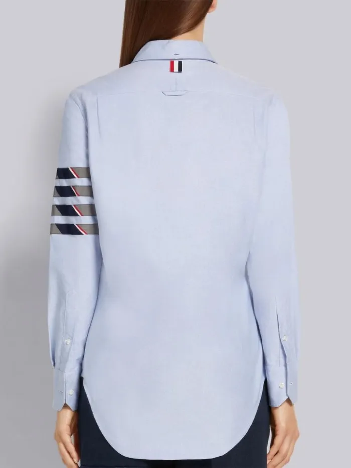 Oxford Silk Mogador 4bar Classic Round Collar Shirt Light Blue Women Thom Browne Tops and Shirts