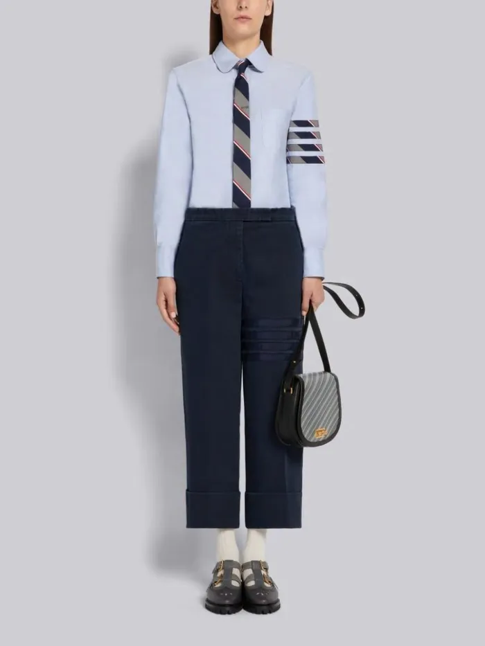 Oxford Silk Mogador 4bar Classic Round Collar Shirt Light Blue Women Thom Browne Tops and Shirts