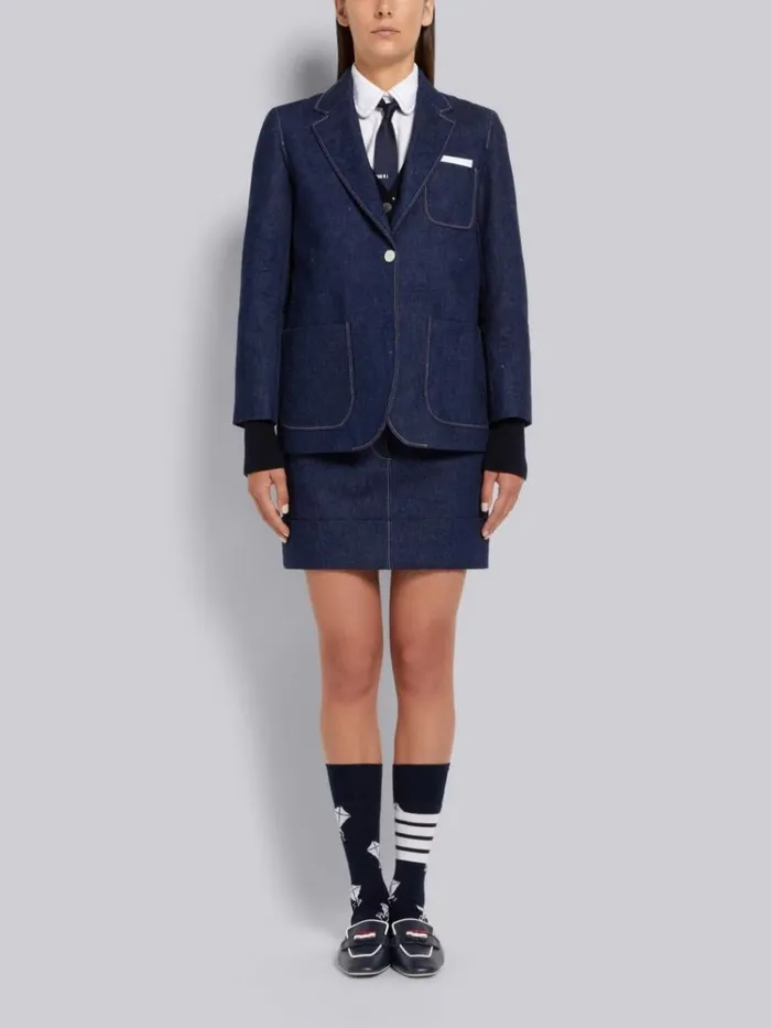 Oxford Triple Stitching Round Collar Classic Shirt White Women Thom Browne Tops and Shirts
