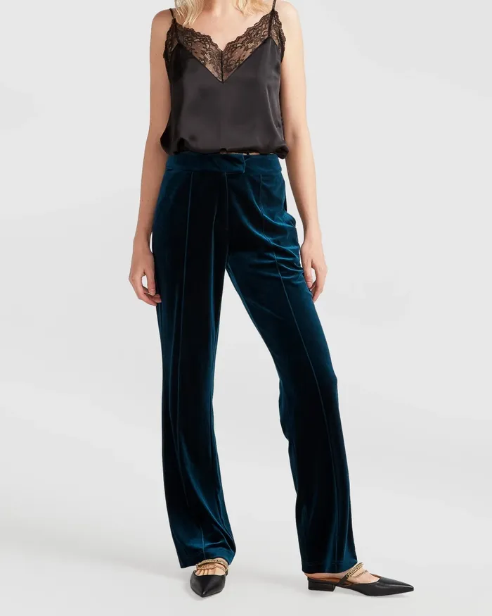 Pants and Skirts Women Belle and Bloom Reverie Velvet Pant 8211 Dark Teal