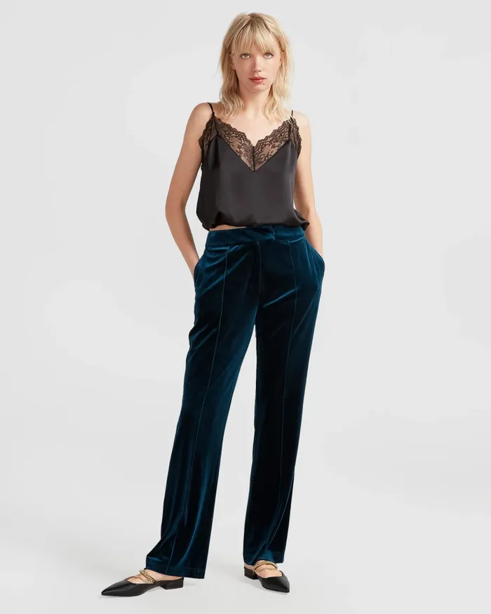 Pants and Skirts Women Belle and Bloom Reverie Velvet Pant 8211 Dark Teal