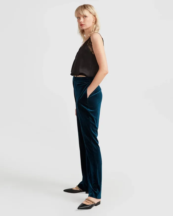Pants and Skirts Women Belle and Bloom Reverie Velvet Pant 8211 Dark Teal