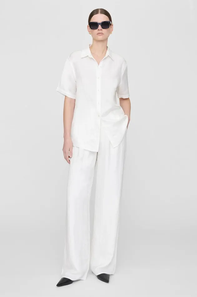Pants Women ANINE BING Carrie Pant In White Linen Blend ANINE BING